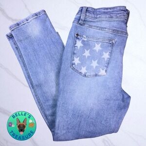 Judy Blue Jeans Womens 13 Boyfriend Fit Distressed Star Pockets Light Wash 31x31